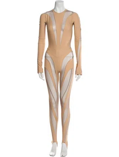 Pre-owned Mugler Nylon Mesh Accents Pant Set In White