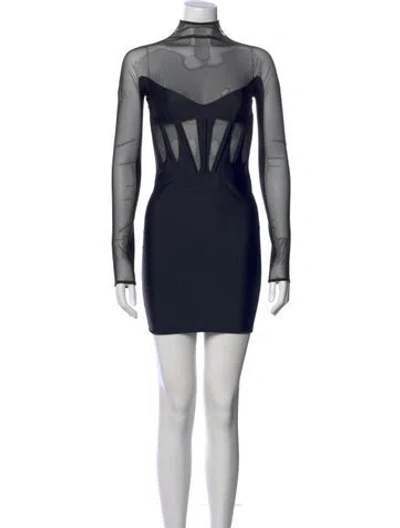 Pre-owned Mugler Nylon Mini Dress In Blue