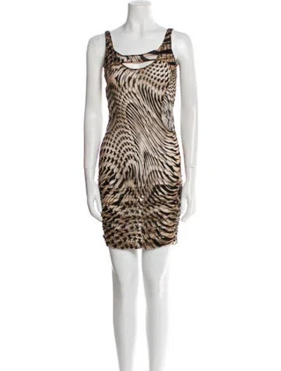 Pre-owned Mugler Nylon Mini Dress In Neutral