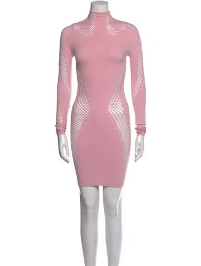 Pre-owned Mugler Nylon Mini Dress In Pink