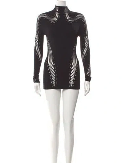 Pre-owned Mugler Nylon Mini Dress W/ Tags In Black