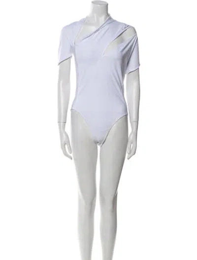 Pre-owned Mugler Nylon One-shoulder Bodysuit In White