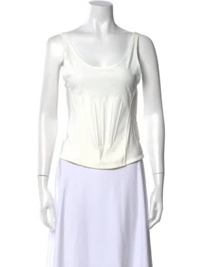 Pre-owned Mugler Nylon Scoop Neck Top In Neutral