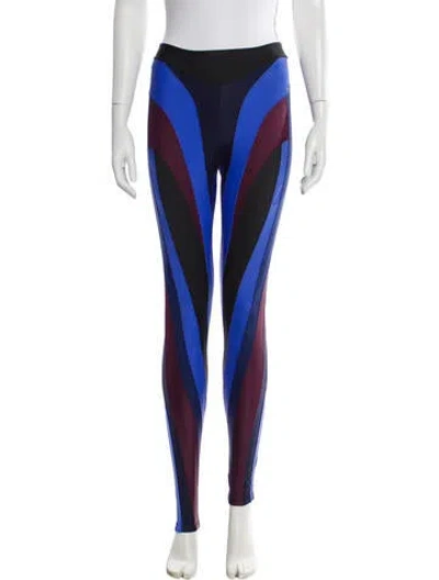 Pre-owned Mugler Nylon Skinny Leg Pants In Blue