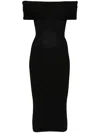 Mugler Off-shoulder Knit Dress In Black