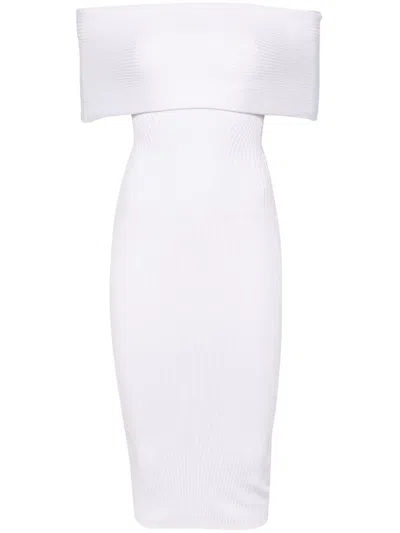 MUGLER OFF-SHOULDER KNIT DRESS