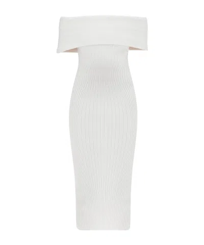 MUGLER OFF-SHOULDER KNIT DRESS