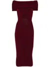 Mugler Off-shoulder Knitted Mididress In Red