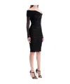 Mugler Black Off Shoulder Fitted Dress In Black