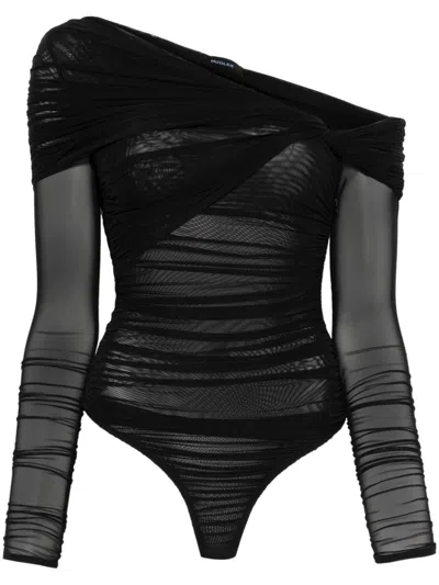 MUGLER OFF-SHOULDER RUCHED BODYSUIT