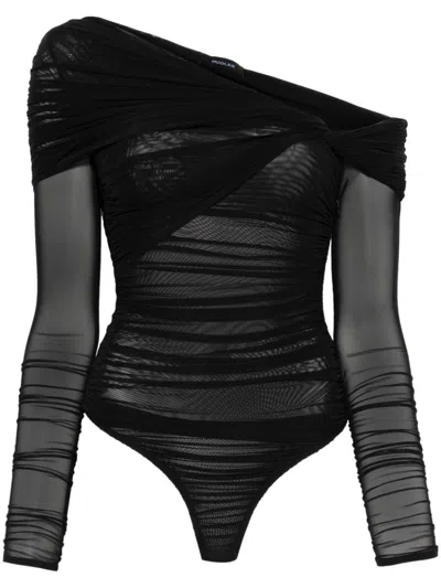 MUGLER OFF-SHOULDER RUCHED BODYSUIT