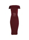 Mugler Off-shoulder Sculpting Dress In Burgundy