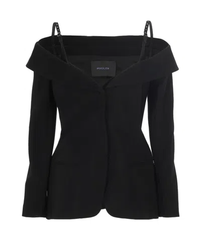 Mugler Off-the-shoulder Jacket In Black