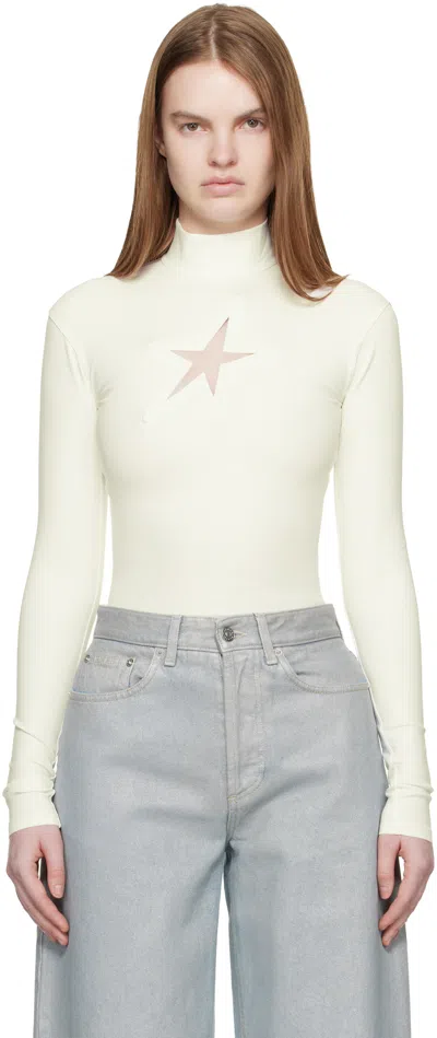 Mugler Off-white Thick Lycra Turtleneck