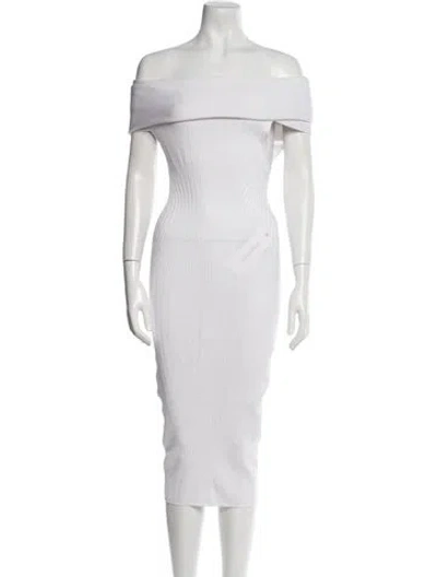 Pre-owned Mugler Off-the-shoulder Knee-length Dress In White