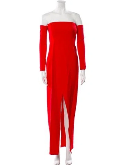 Pre-owned Mugler Off-the-shoulder Long Dress In Red