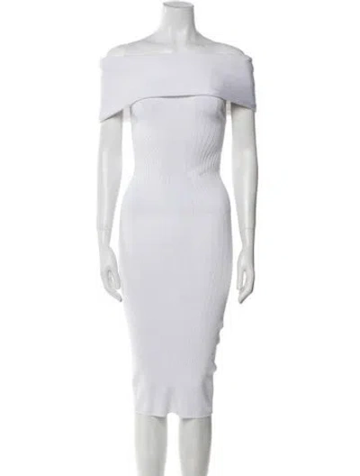 Pre-owned Mugler Off-the-shoulder Midi Length Dress In White