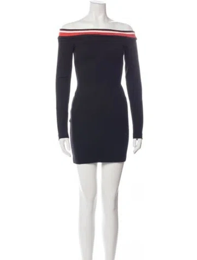 Pre-owned Mugler Off-the-shoulder Mini Dress W/ Tags In Black/metallic
