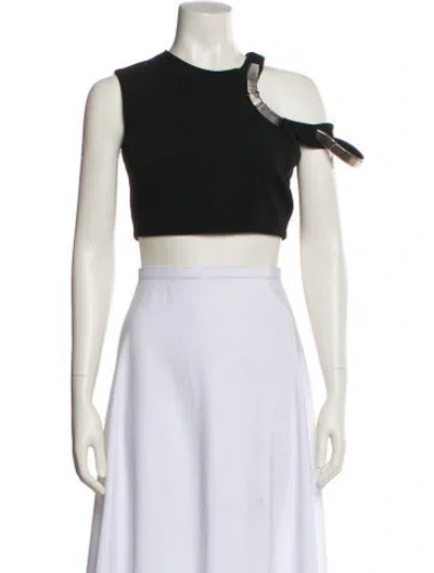 Pre-owned Mugler Off-the-shoulder Short Sleeve Crop Top In Blue
