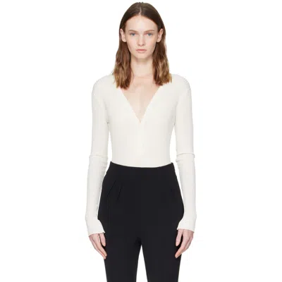 Mugler Off-white Knit Buttoned Bodysuit In Animal Print