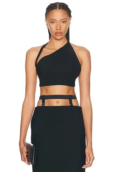 Mugler One Shoulder Crop Top In Black