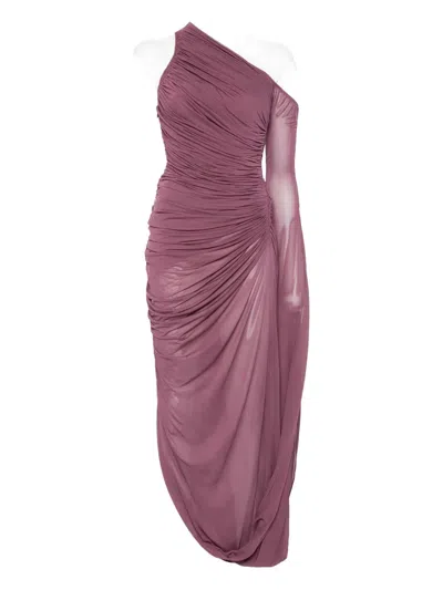 Mugler One-shoulder Draped Asymmetric Dress In Purple
