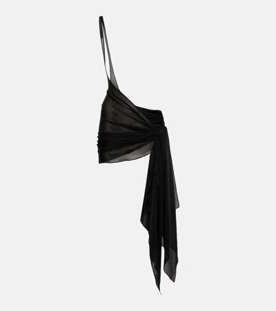 Mugler One-shoulder Jersey Beach Cover-up In Black