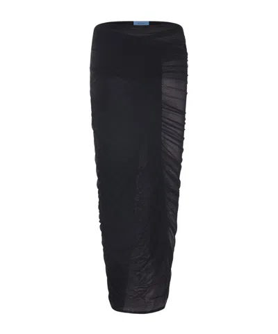 Mugler One-shoulder Semi-sheered Dress In Black