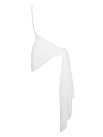 Mugler One-shoulder Sheer Pareo In White