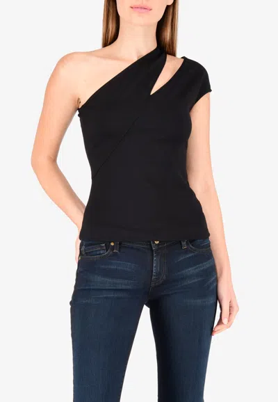 Mugler One-shoulder Top With Cut-out Detail In Black