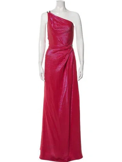 Pre-owned Mugler One-shoulder Long Dress In Pink