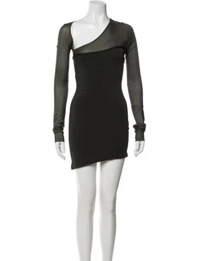 Pre-owned Mugler One-shoulder Mini Dress In Green