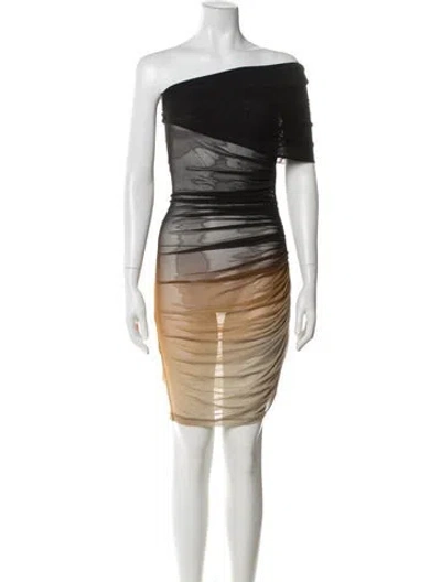 Pre-owned Mugler One-shoulder Mini Dress In Neutral
