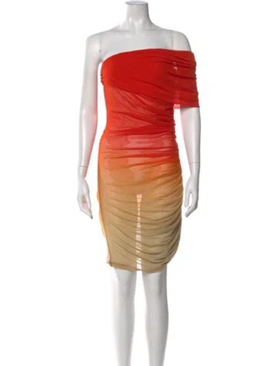 Pre-owned Mugler One-shoulder Mini Dress W/ Tags In Orange