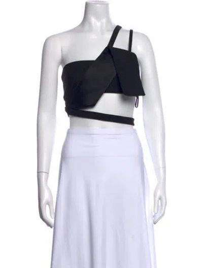 Pre-owned Mugler One-shoulder Sleeveless Crop Top In White