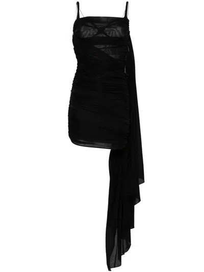 MUGLER OPEN-BACK DRAPED MINIDRESS