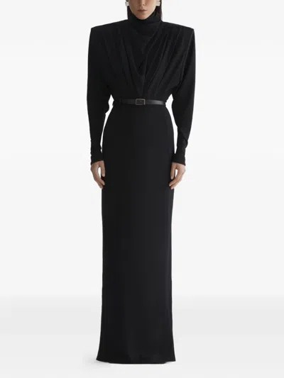 Mugler Open Back Long Sleeve Dress In Black
