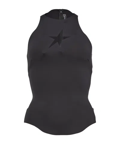 Mugler Open-back Sleeveless Vest In Black