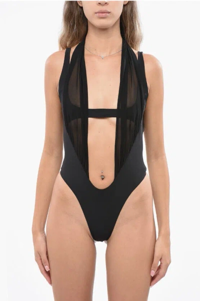 Mugler Open Back Solid Color Body In Black