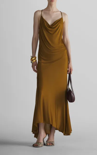 Mugler Open-back Maxi Dress In Brown