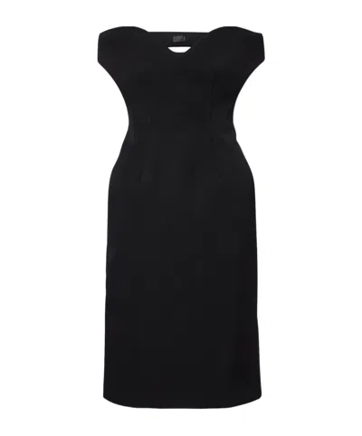 Mugler Open-back Wool-blend Cocktail Dress In Black