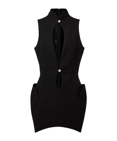 Mugler Openwork Mini Dress In Black