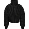 Mugler Logo Short Recycled Poly Puffer Jacket In Black