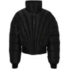 Mugler Logo Short Recycled Poly Puffer Jacket In Black