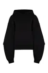 Mugler Hooded Organic Cotton Oversized Hoodie In Black