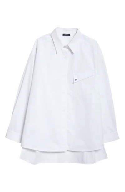 Mugler Oversize Poplin Button-up Shirt In Blanc Optique