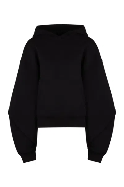 Mugler Oversized Cotton Hoodie In Black