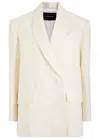 Mugler Double-breasted Jacket Back Vent In Off White