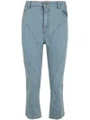 Mugler Cropped Jeans With Belt Loops And Pockets In Blue