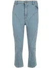 Mugler Cropped Jeans With Belt Loops And Pockets In Blue